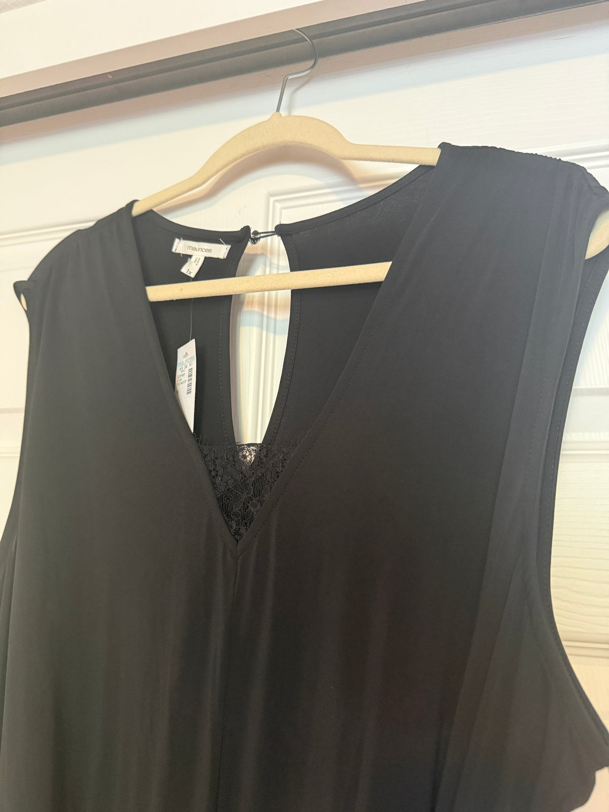 NWT Maurices Black Lace Trim Pocket Jumpsuit