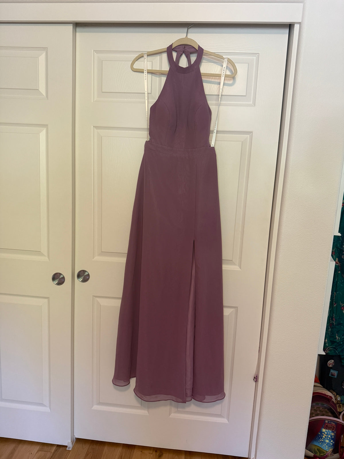 Azazie Clarice A-Line Halter Chiffon Dress in "Wisteria"