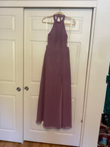 Azazie Clarice A-Line Halter Chiffon Dress in "Wisteria"