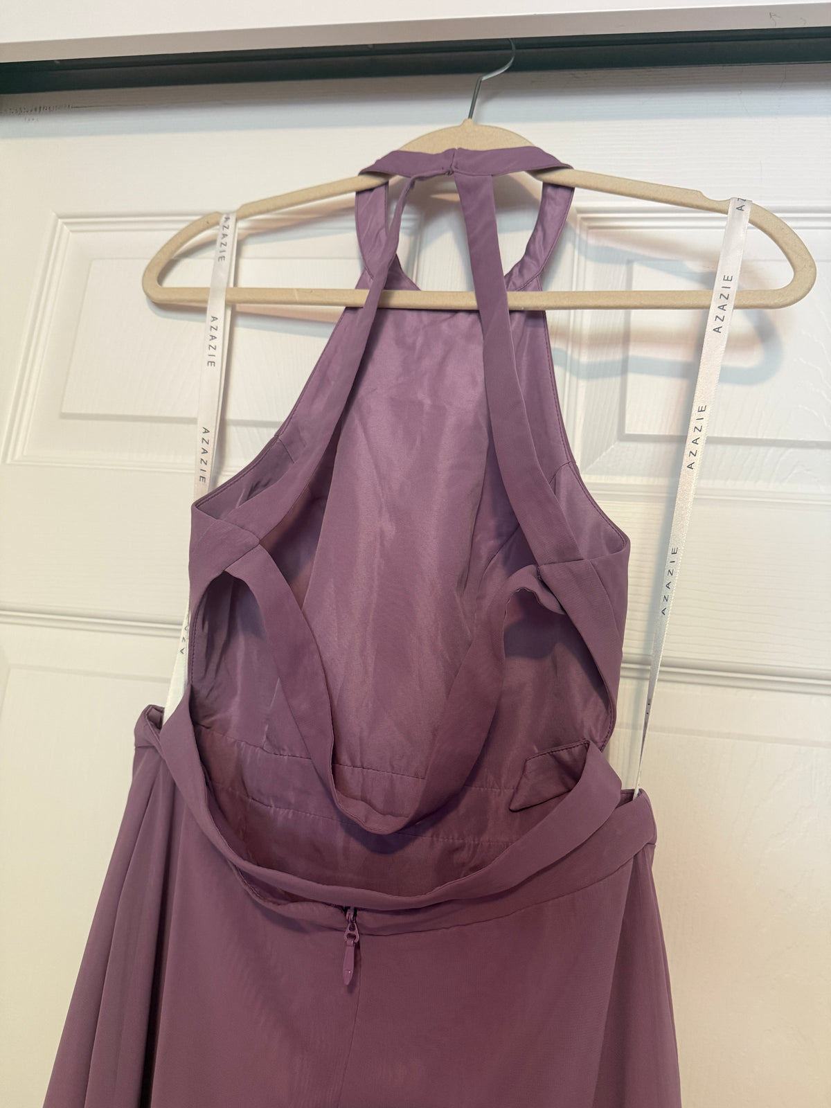 Azazie Clarice A-Line Halter Chiffon Dress in "Wisteria"