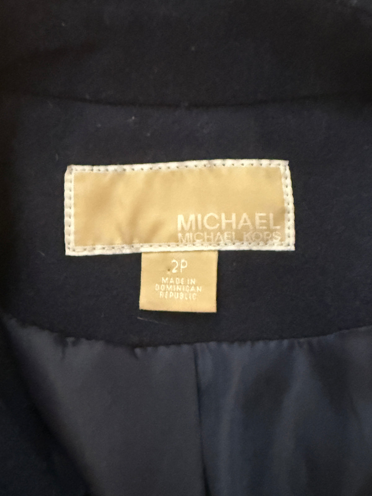 Michael Kors Navy Blue Wool Blend Belted Asymmetrical Zip Coat
