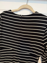 WHBM 3/4 Sleeve Slimming Black-White Stripe Dress