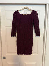 Adrianna Papell Burgundy/Purple Lace Mini Dress