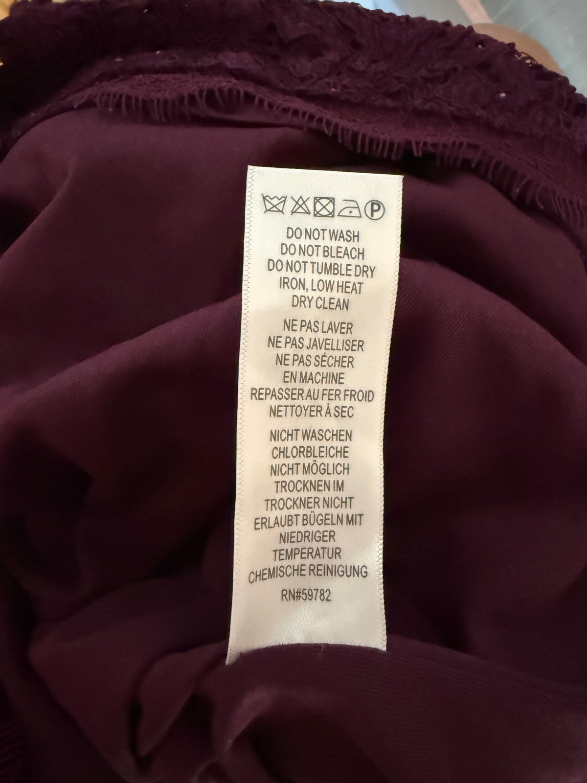 Adrianna Papell Burgundy/Purple Lace Mini Dress