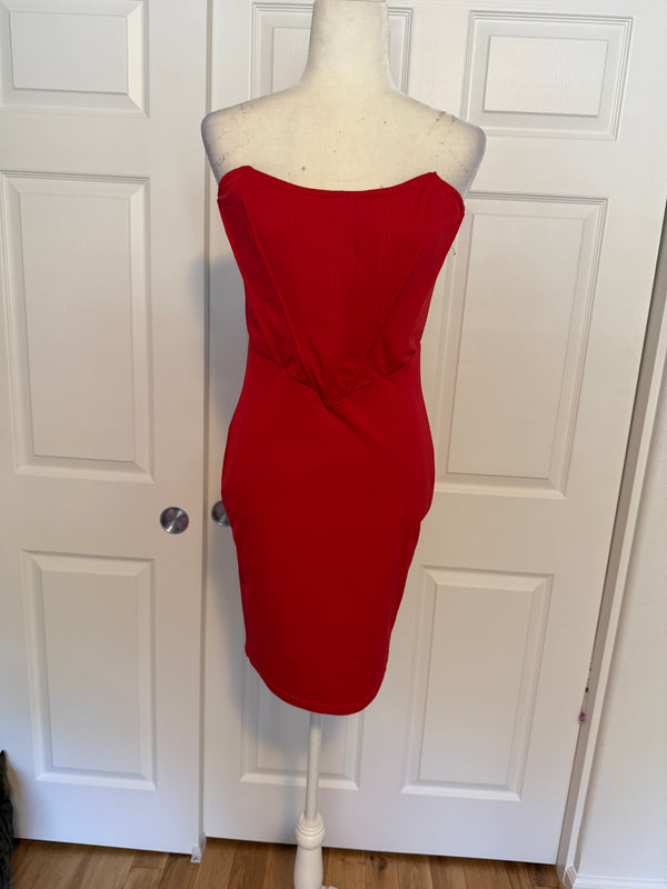 NWT Celebrity Fashion Hera Collection strapless red corset mini-dress