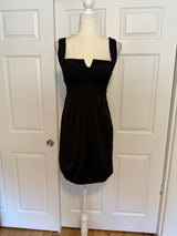WHBM Black Notch-Neck Bubble Hem Tick Stitch Party Dress