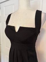 WHBM Black Notch-Neck Bubble Hem Tick Stitch Party Dress