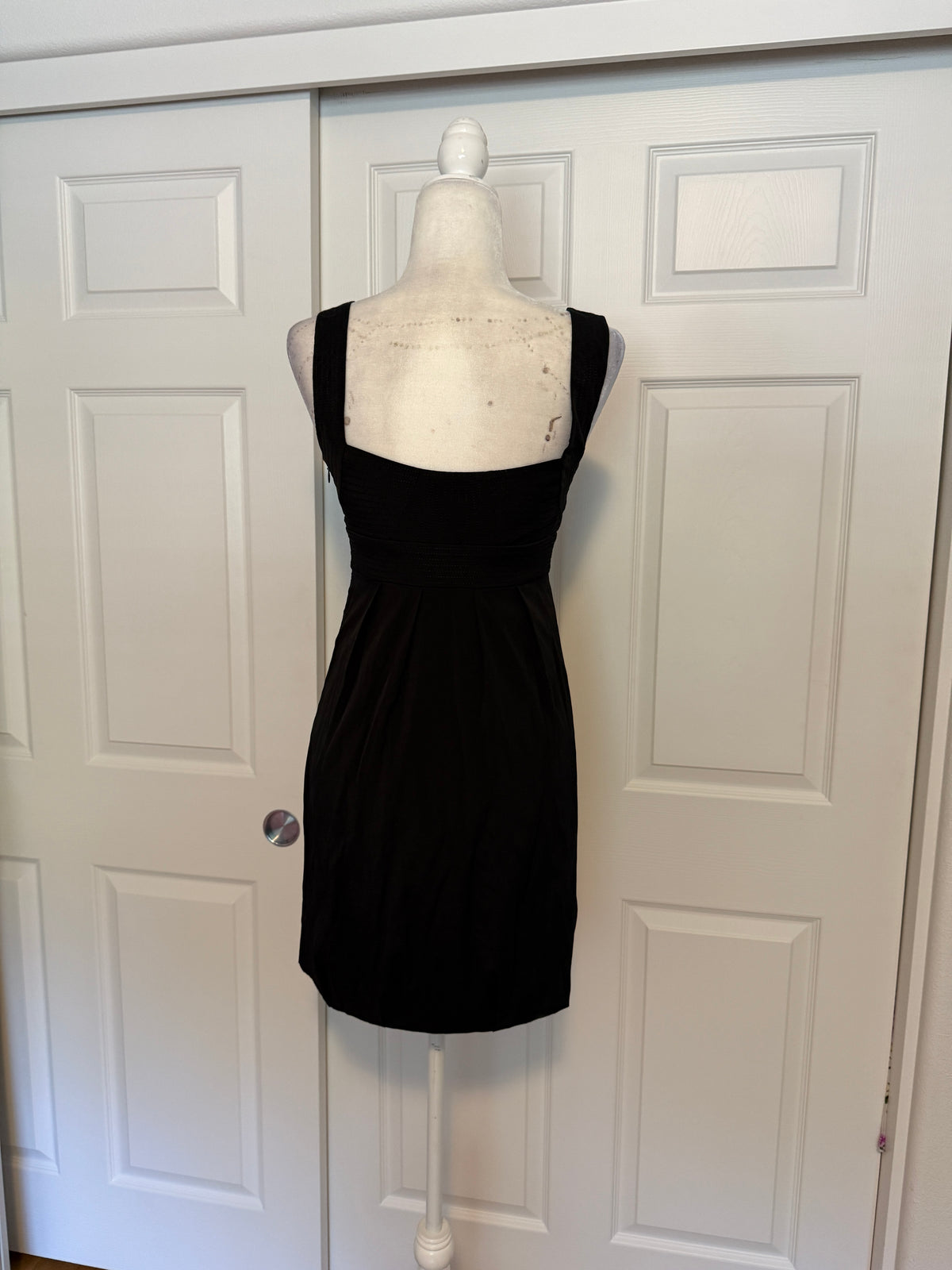 WHBM Black Notch-Neck Bubble Hem Tick Stitch Party Dress