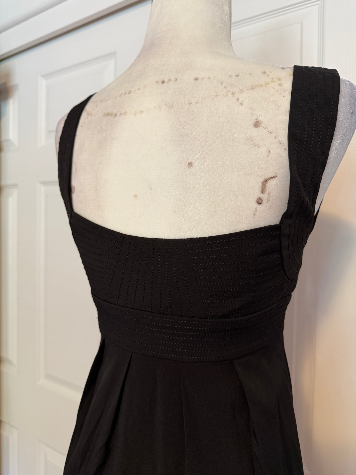WHBM Black Notch-Neck Bubble Hem Tick Stitch Party Dress