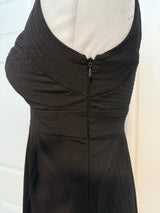 WHBM Black Notch-Neck Bubble Hem Tick Stitch Party Dress