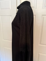 Gorgeous Black Semi-sheer shimmer lace zip up housecoat robe