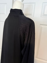 Gorgeous Black Semi-sheer shimmer lace zip up housecoat robe