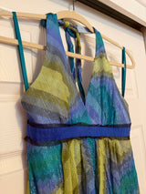 BCBG MaxAzria Bright Chambray Print Halter Maxi Dress