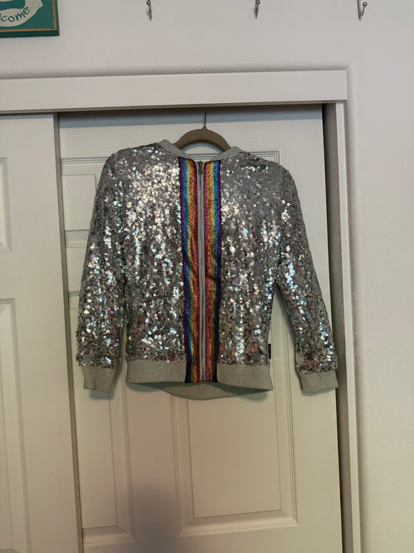 Jojo Siwa JoJo's Closet Silver Sequin Jacket with Rainbow Stripes