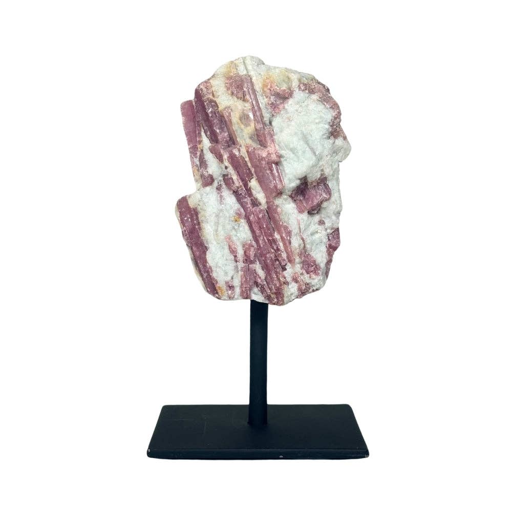Pink Tourmaline Crystal on Metal Stand