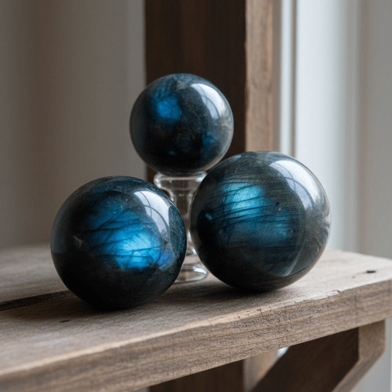 High-Flash Labradorite Sphere | Premium Madagascar Crystal | 2.5–2.8”