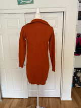 KIRUNDO Long Sleeve Turtleneck Sweater Dress in Rust/Orange