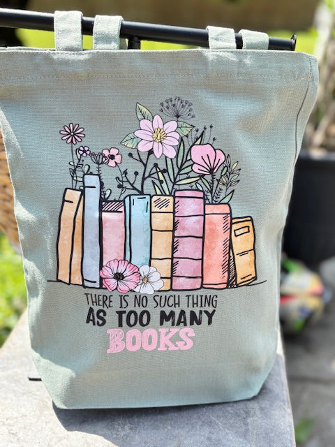 There Is No Such Thing As Too Many Books Reusable Canvas Bag