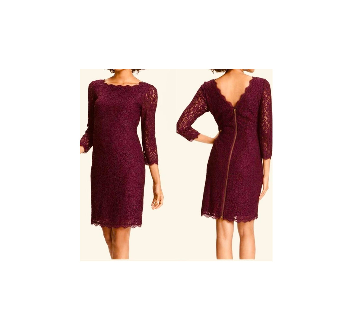 Adrianna Papell Burgundy/Purple Lace Mini Dress