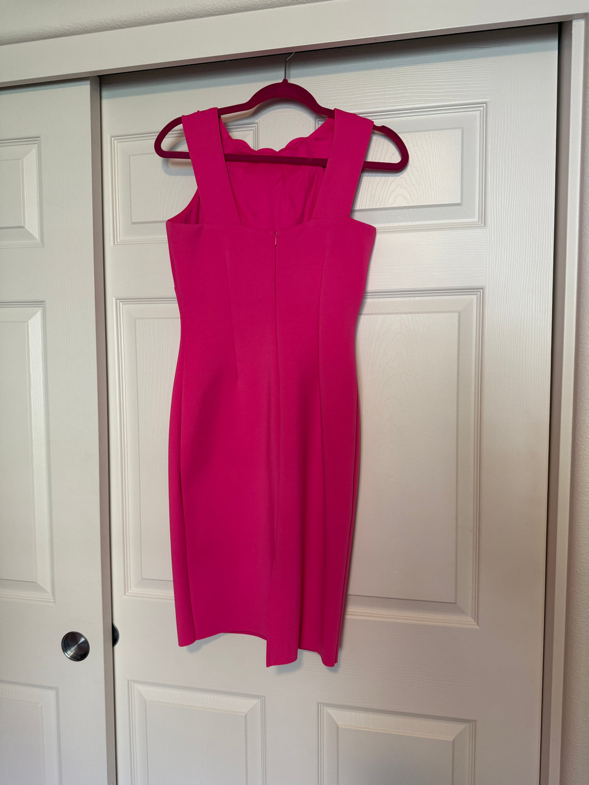 Jason Wu Hot Pink Bodycon Scuba Dress with Floral Neckline