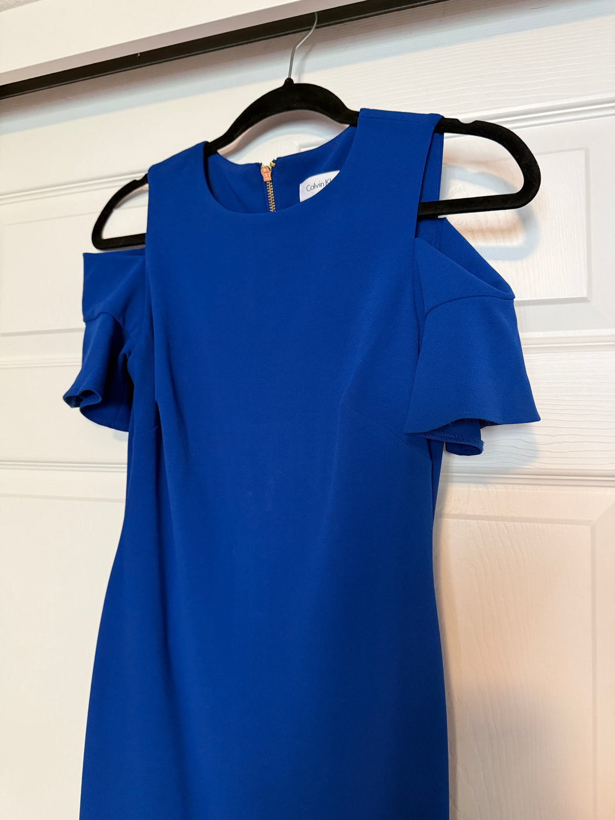 Calvin Klein Cold Shoulder Midi Dress in Cobalt Blue