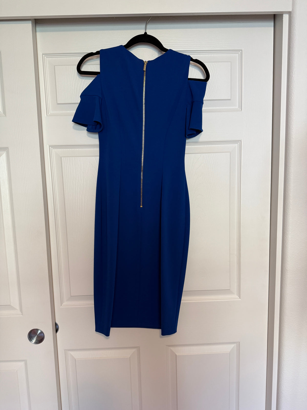 Calvin Klein Cold Shoulder Midi Dress in Cobalt Blue