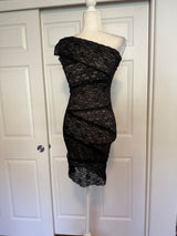 Poof Couture Black Lace One Shoulder Bodycon dress