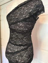 Poof Couture Black Lace One Shoulder Bodycon dress
