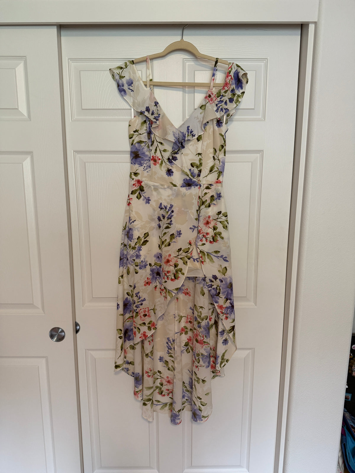 IZ Byer Cold Shoulder Asymmetrical Maxi Romper Dress