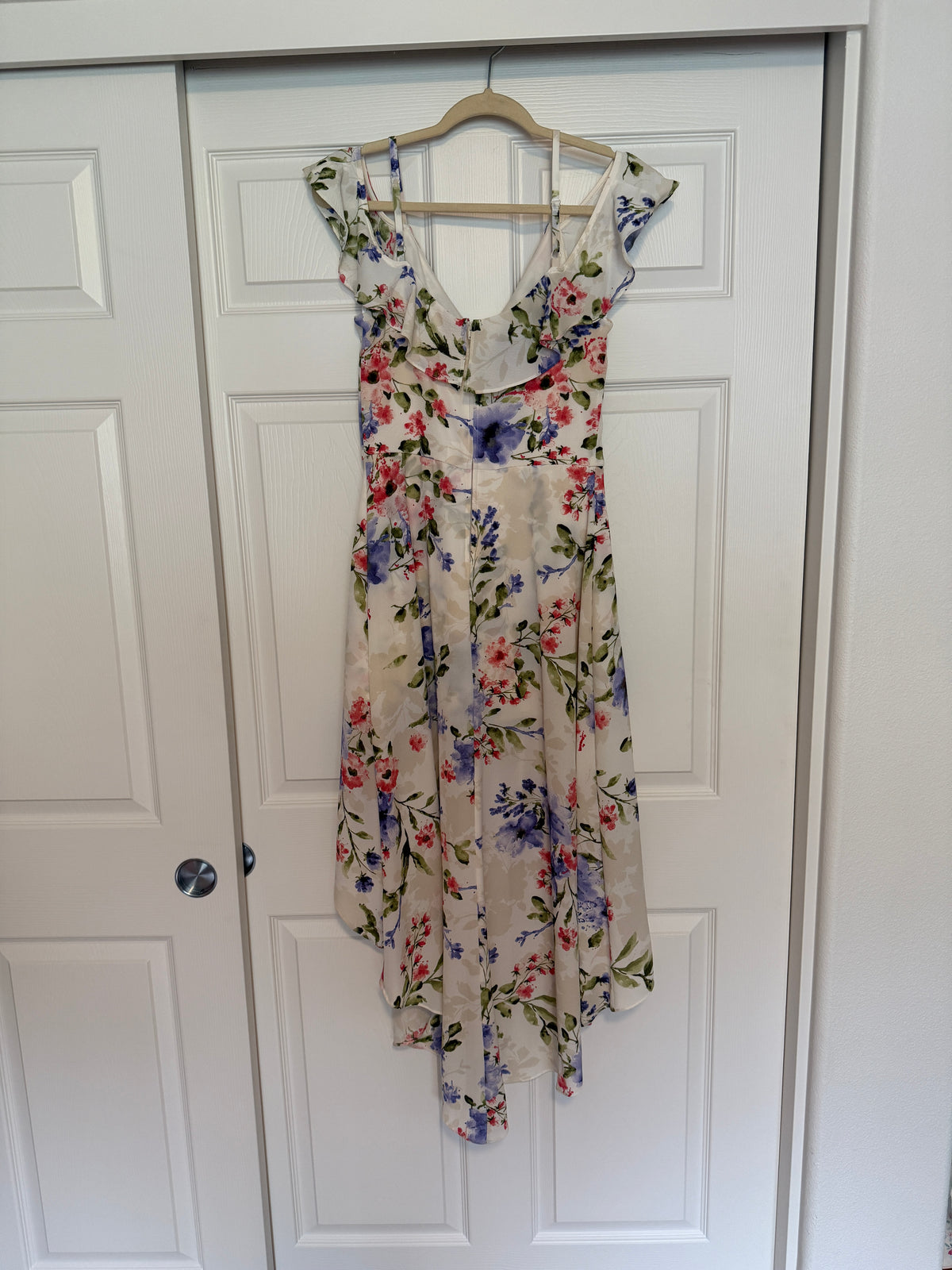 IZ Byer Cold Shoulder Asymmetrical Maxi Romper Dress