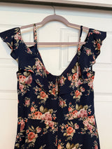 IZ Byer Navy Blue Floral Romper Dress