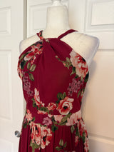 Ricarica Red Floral Halter Maxi Dress