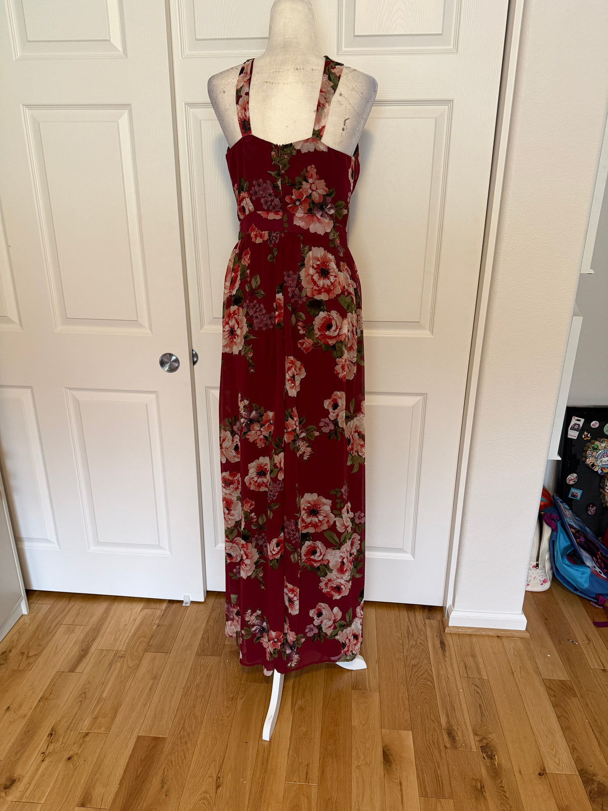 Ricarica Red Floral Halter Maxi Dress