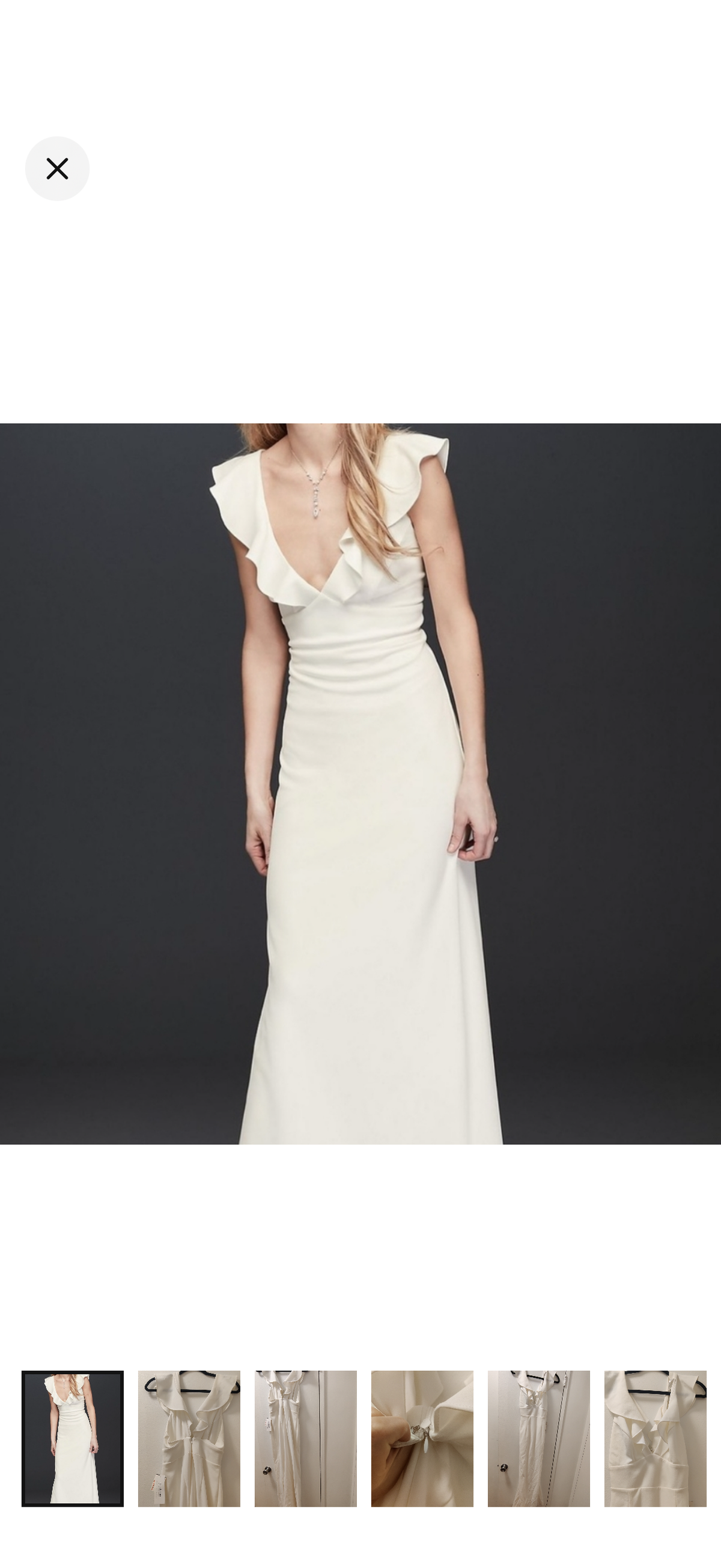 NWT DB Studio Ruffled V-Neck Gown in Ivory