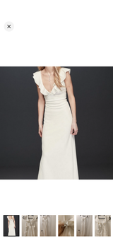 NWT DB Studio Ruffled V-Neck Gown in Ivory