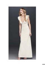 NWT DB Studio Ruffled V-Neck Gown in Ivory