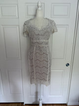 Violets & Roses White Ivory Cream Lace Capsleeve mini dress