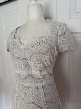 Violets & Roses White Ivory Cream Lace Capsleeve mini dress