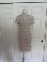 Violets & Roses White Ivory Cream Lace Capsleeve mini dress