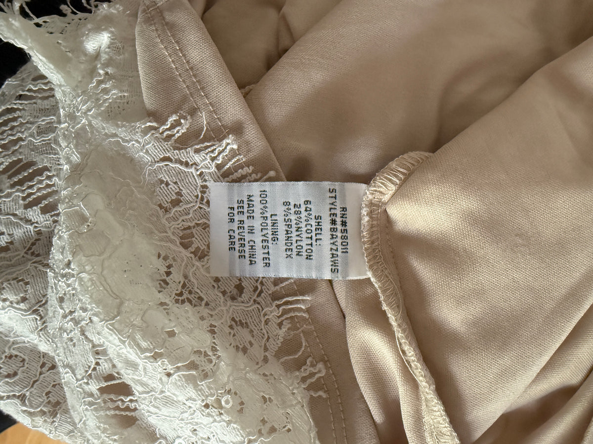 Violets & Roses White Ivory Cream Lace Capsleeve mini dress
