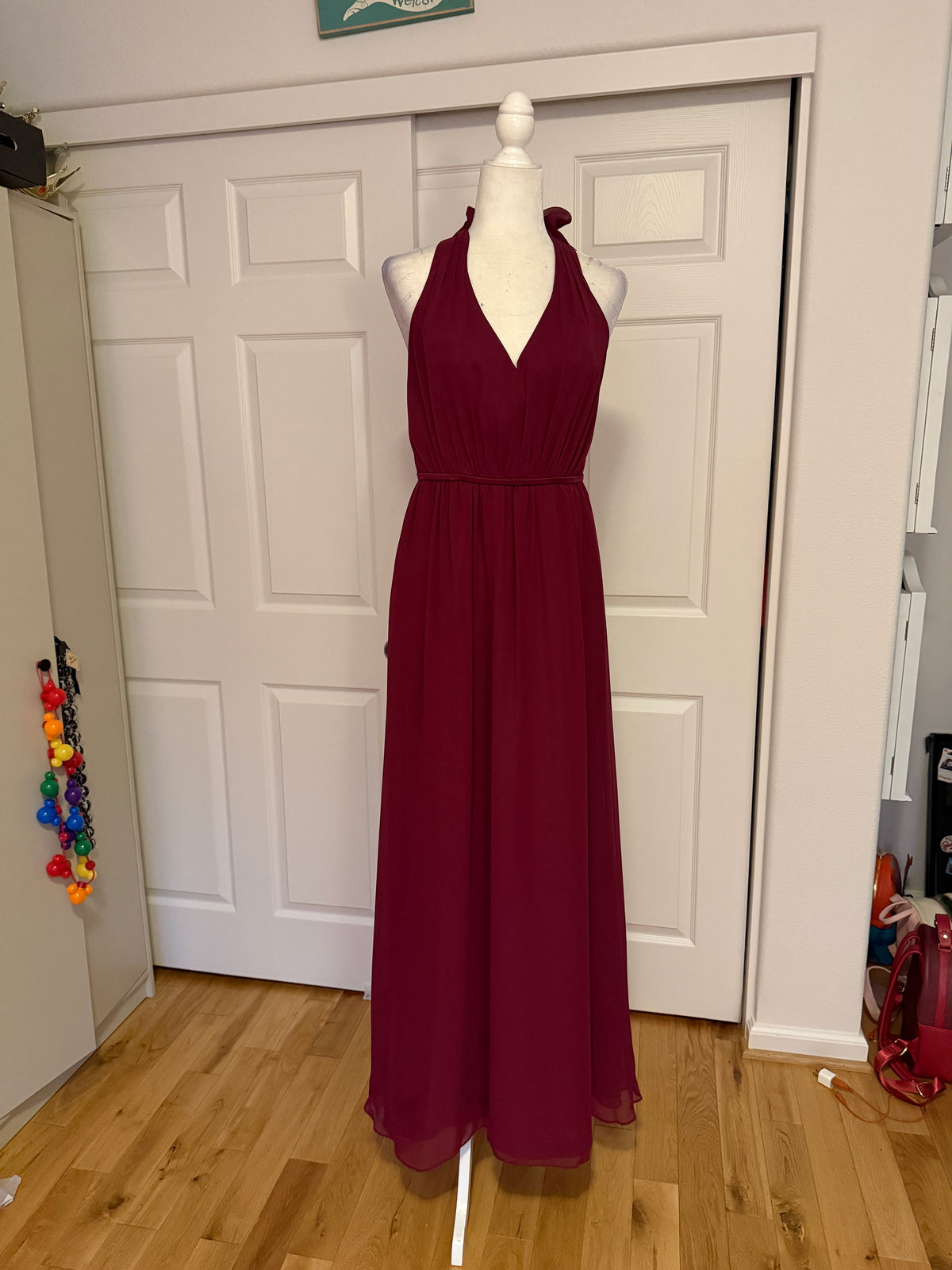 Alfred Angelo Floor-Length Halter Gown in Berry