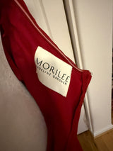 Morilee Madeline Gardner Halter Cross-Neck Floor-Length Gown in Berry Red
