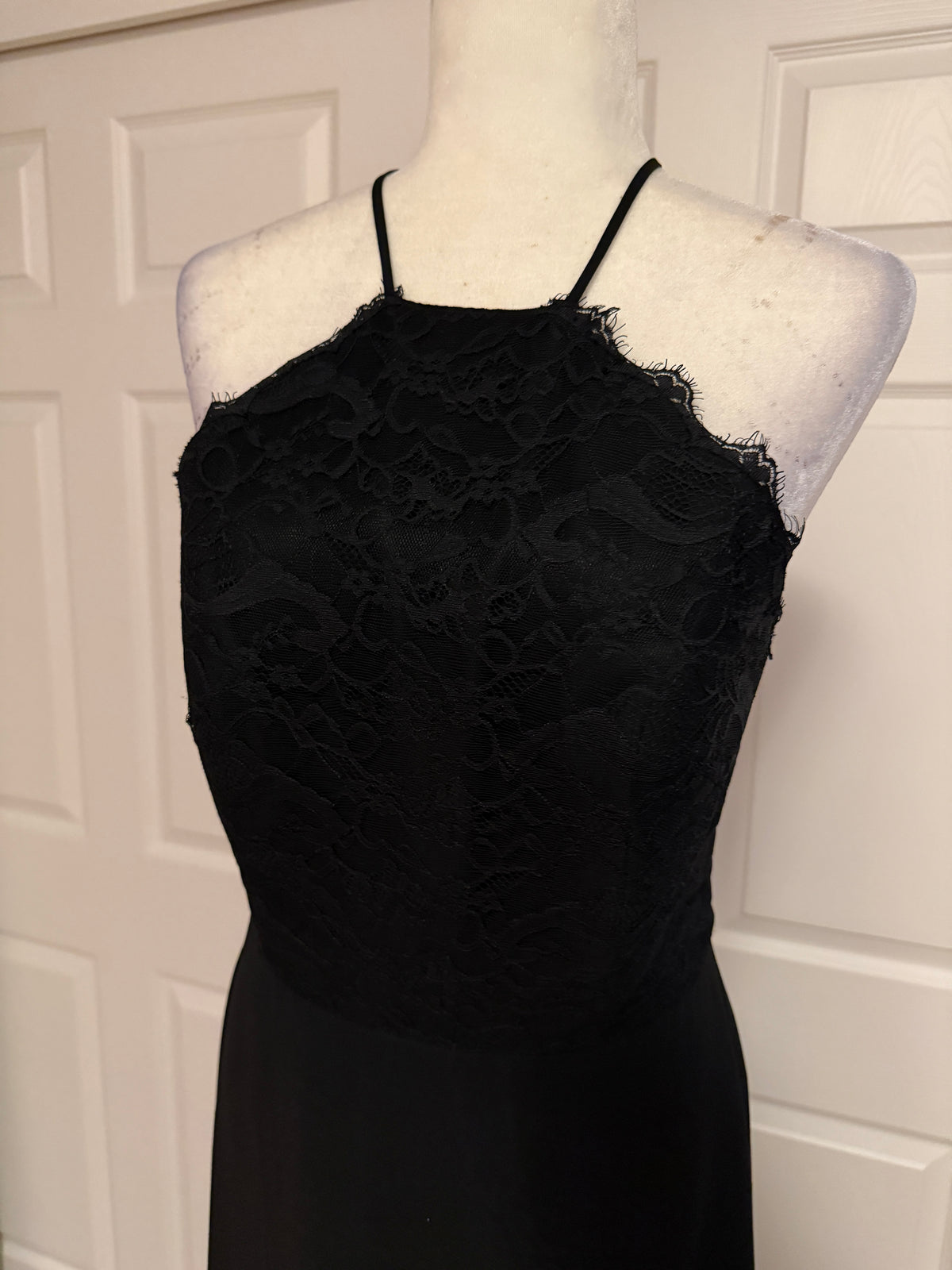 Hayley Paige floor-length chiffon gown style #5715 in black size 10