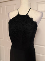 Hayley Paige floor-length chiffon gown style #5715 in black size 10