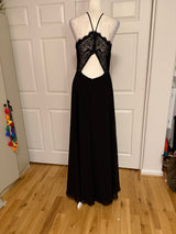 Hayley Paige floor-length chiffon gown style #5715 in black size 10