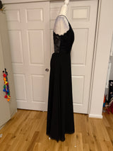 Hayley Paige floor-length chiffon gown style #5715 in black size 10