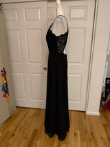 Hayley Paige floor-length chiffon gown style #5715 in black size 10