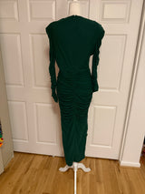 NWT PrettyLittleThing Green Corset Long Sleeved Ruched Midi Dress Sz 12