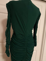 NWT PrettyLittleThing Green Corset Long Sleeved Ruched Midi Dress Sz 12