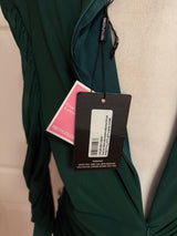 NWT PrettyLittleThing Green Corset Long Sleeved Ruched Midi Dress Sz 12